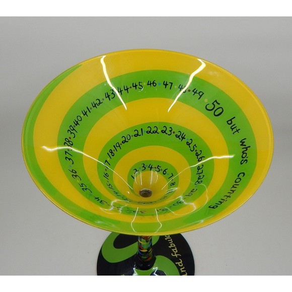 Lolita Collection 50 and Fabulous Hand-Painted Martini Glass Birthday Cocktail - Picture 9 of 12